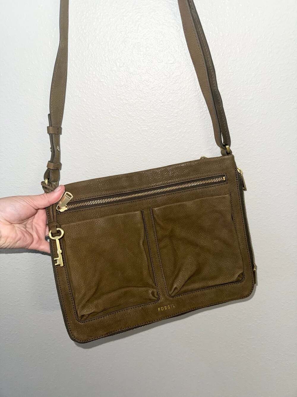 Fossil Piper Leather Expandable Crossbody Bag